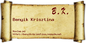Benyik Krisztina névjegykártya